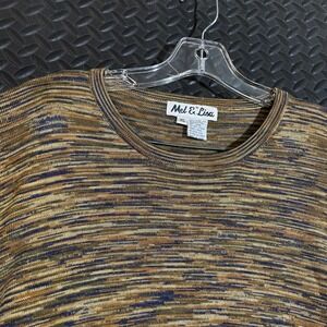 Mel & Lisa 100% Silk Sweater Top XL‎ Multicolor Short Sleeve Knit Vintage Style